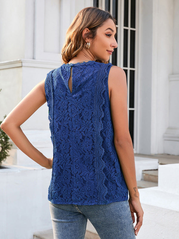 Women’s Lace Solid Sleeveless Top in 8 Colors Sizes 4-18 - Wazzi's Wear