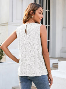 Women’s Lace Solid Sleeveless Top in 8 Colors Sizes 4-18