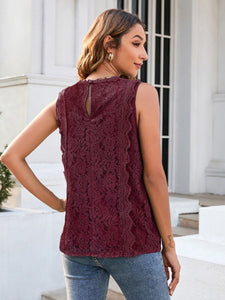 Women’s Lace Solid Sleeveless Top in 8 Colors Sizes 4-18