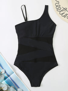 Women's Solid One-Shoulder One-Piece Swimsuit in 6 Colors Sizes S-XL