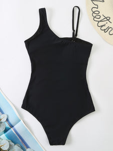 Women's Solid One-Shoulder One-Piece Swimsuit in 6 Colors Sizes S-XL