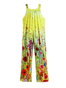 Women's Floral Sleeveless Jumpsuit with Pockets in 4 Colors Sizes 4-12