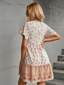 Women’s Boho Short Sleeve Mini Dress in 2 Colors Sizes 4-12