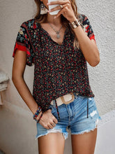 Load image into Gallery viewer, Women&#39;s V-Neck Short Sleeve Boho Top in 4 Colors Sizes 4-14