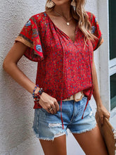 Load image into Gallery viewer, Women&#39;s V-Neck Short Sleeve Boho Top in 4 Colors Sizes 4-14