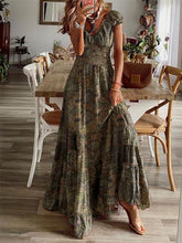 Load image into Gallery viewer, Women&#39;s Floral Puff Sleeve V-Neck Maxi Dress in 6 Colors Sizes 4-22