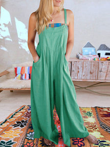 Women's Solid Wide Leg Sleeveless Jumpsuit with Pockets in 23 Colors Sizes 4-16