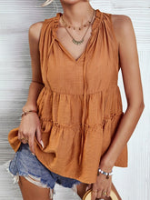 Load image into Gallery viewer, Women&#39;s Solid V-Neck Sleeveless Ruffled Top in 4 Colors Sizes 4-12 - Wazzi&#39;s Wear