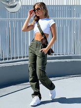 Load image into Gallery viewer, Women&#39;s Multi-Pocket Low Waist Cargo Pants in 2 Colors Waist 28-36