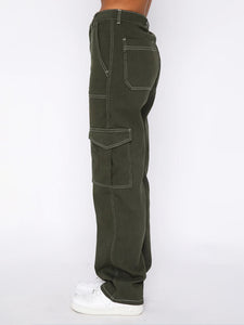 Women's Multi-Pocket Low Waist Cargo Pants in 2 Colors Waist 28-36