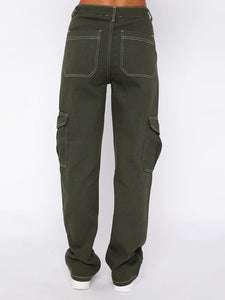 Women's Multi-Pocket Low Waist Cargo Pants in 2 Colors Waist 28-36