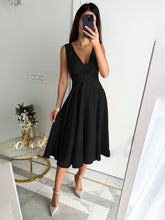 Load image into Gallery viewer, Women&#39;s Solid V-Neck Sleeveless Swing Dress in 3 Colors Sizes S-XL