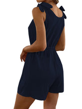 Load image into Gallery viewer, Women&#39;s Solid Drawstring Romper with Buttons in 6 Colors Sizes 4-14