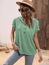 Load image into Gallery viewer, Women&#39;s Solid Hooded Short Sleeve Top in 4 Colors Sizes 4-12