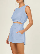 Load image into Gallery viewer, Women&#39;s Solid Sleeveless Cropped Top with High Waist Pocket Shorts in 12 Colors Sizes 2-16