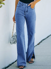 Load image into Gallery viewer, Women’s Washed Mid-Waist Bellbottom Jeans with Slit in 3 Colors Sizes 2-18