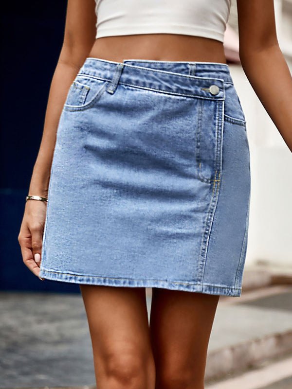 Women’s Denim Mini Skirt with Pockets Sizes 2-14 - Wazzi's Wear