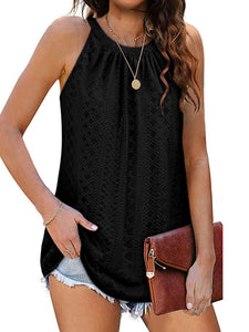 Women’s Solid Sleeveless Eyelet Camisole Top in 6 Colors Sizes 2-12