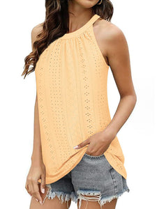 Women’s Solid Sleeveless Eyelet Camisole Top in 6 Colors Sizes 2-12