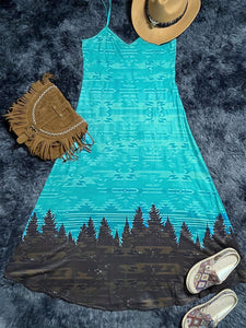 Women's Aztec Sleeveless Maxi Dress in 3 Patterns Sizes 4-16