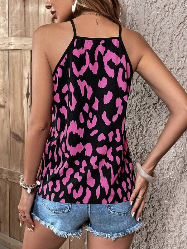 Women's V-Neck Leopard Print Camisole Top in 5 Colors Sizes 4-12 - Wazzi's Wear