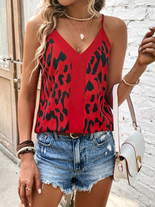 Women's V-Neck Leopard Print Camisole Top in 5 Colors Sizes 4-12