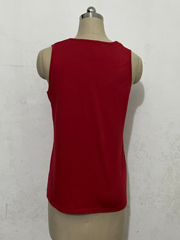 Women's V-Neck Sleeveless Top with Lace Detail in 3 Colors Sizes 2-12 - Wazzi's Wear