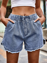 Load image into Gallery viewer, Women&#39;s Denim Elastic Waist Shorts with Pockets in 2 Colors Sizes 4-12