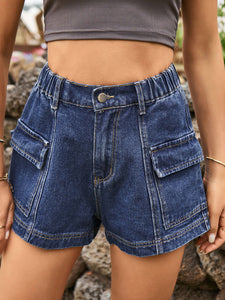 Women's Denim Cargo Shorts with Pockets in 4 Colors Sizes 4-12
