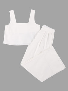 Women’s Sleeveless Cropped Top with Matching Wide Leg Pants in 2 Colors Sizes 2-8