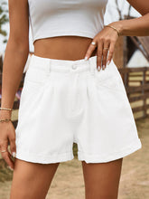 Load image into Gallery viewer, Women’s Solid Denim Shorts with Elastic Waist and Pockets in 4 Colors Sizes 2-12