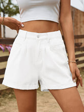 Load image into Gallery viewer, Women’s Solid Denim Shorts with Elastic Waist and Pockets in 4 Colors Sizes 2-12