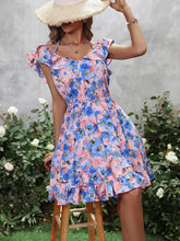 Load image into Gallery viewer, Women&#39;s Floral V-Neck Ruffled Dress with Short Sleeves in 2 Colors Sizes 2-10