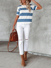 Load image into Gallery viewer, Women’s Blue and White Striped Top Sizes 2-12