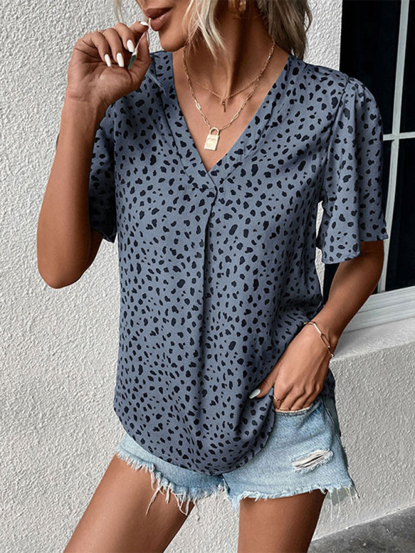 Women’s Leopard Print Short Sleeve Top in 3 Colors Sizes 2-10 - Wazzi's Wear
