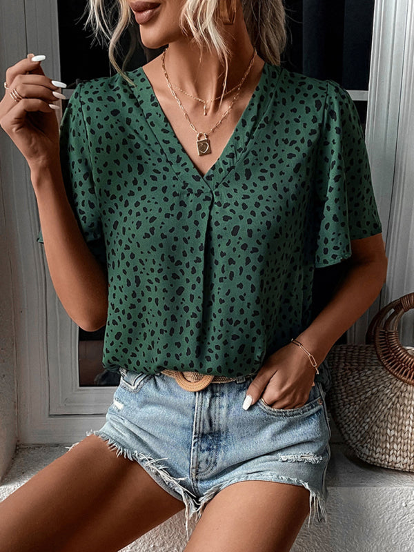 Women’s Leopard Print Short Sleeve Top in 3 Colors Sizes 2-10 - Wazzi's Wear