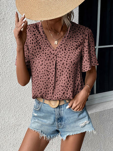 Women’s Leopard Print Short Sleeve Top in 3 Colors Sizes 2-10