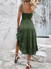 Load image into Gallery viewer, Women&#39;s Solid Ruched Ruffled Midi Dress with Spaghetti Straps in 2 Colors Sizes 2-10
