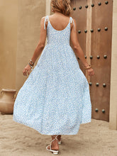 Load image into Gallery viewer, Women’s Floral V-Neck Maxi Dress with Tied Spaghetti Straps Sizes 4-10