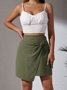 Women's High Waist Solid Skirt with Asymmetric Hem in 4 Colors Sizes 4-10