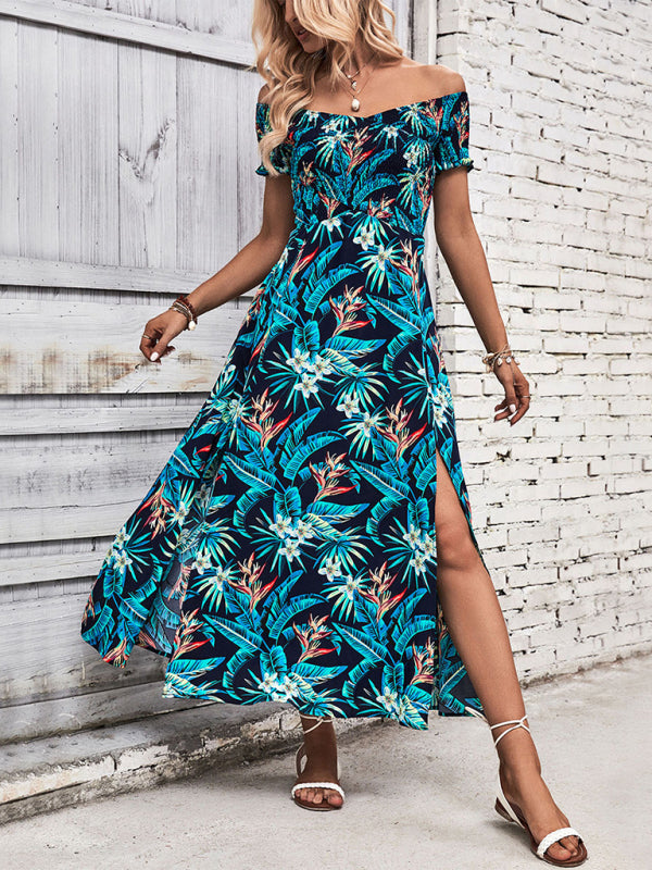 Women’s Floral Off-the-Shoulder Short Sleeve Maxi Dress Sizes 4-10