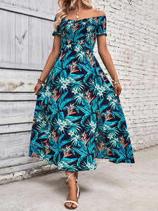 Women’s Floral Off-the-Shoulder Short Sleeve Maxi Dress Sizes 4-10
