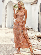 Load image into Gallery viewer, Women&#39;s Bohemian Halter Neck Maxi Dress with Side Slit in 3 Colors Sizes 4-10