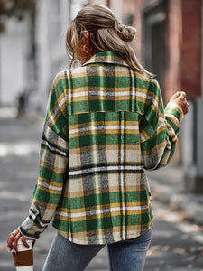Women’s Plaid Long Sleeve Buttoned Jacket in 2 Colors S-XL