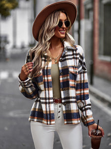 Women’s Plaid Long Sleeve Buttoned Jacket in 2 Colors S-XL