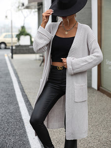 Women’s Long Sleeve Knit Sweater Cardigan with Pockets in 5 Colors S-XL - Wazzi's Wear