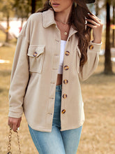Load image into Gallery viewer, Women’s Khaki Long Sleeve Button-Up Fleece Jacket S-XL
