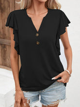Load image into Gallery viewer, Women’s V-Neck Short Sleeve Top with Ruffled Sleeves in 6 Colors S-XXL