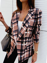 Load image into Gallery viewer, Women’s Long Sleeved Double Breasted Plaid Blazer in 3 Colors Sizes 4-12