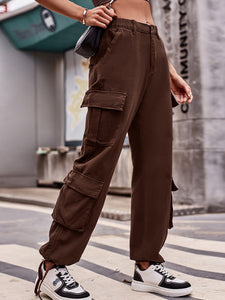 Women’s Multi-Pocket Denim Cargo Pants in 5 Colors Waist 25-39